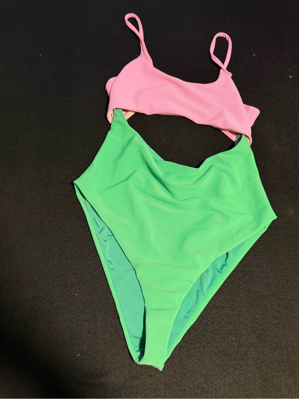 Beach Riot Green and Pink Ribbed Bikini Set - Picture 3 of 6